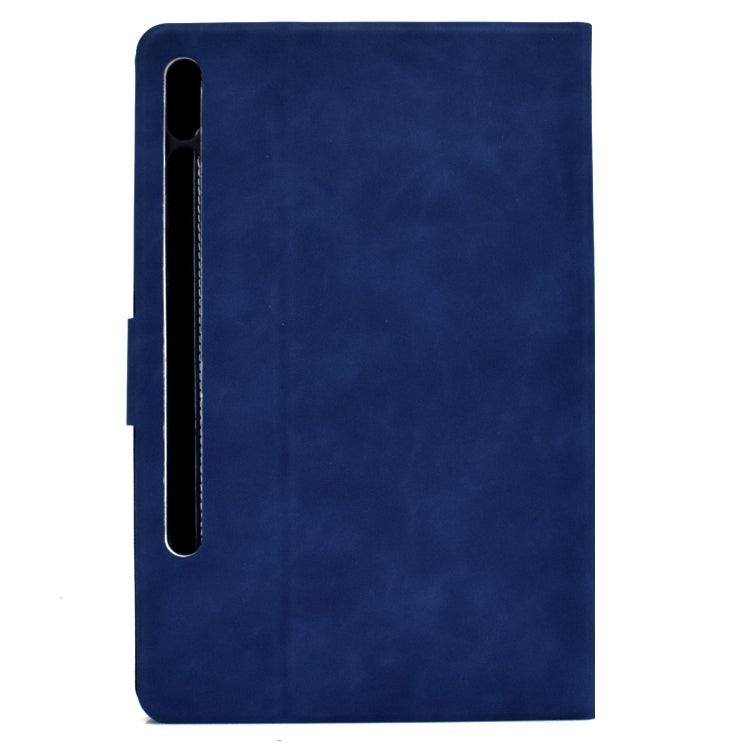 For Samsung Galaxy Tab S8 / Galaxy Tab S7 11.0 T870 Cowhide Texture Horizontal Flip Leather Case with Holder & Card Slots & Sleep / Wake-up(Blue) by bashfashion