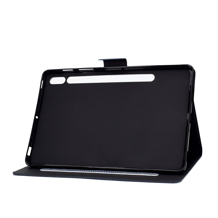 For Samsung Galaxy Tab S8 / Galaxy Tab S7 11.0 T870 Cowhide Texture Horizontal Flip Leather Case with Holder & Card Slots & Sleep / Wake-up(Blue) by bashfashion