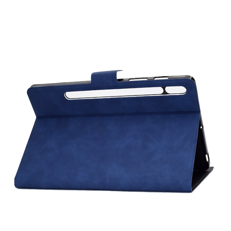 For Samsung Galaxy Tab S8 / Galaxy Tab S7 11.0 T870 Cowhide Texture Horizontal Flip Leather Case with Holder & Card Slots & Sleep / Wake-up(Blue) by bashfashion