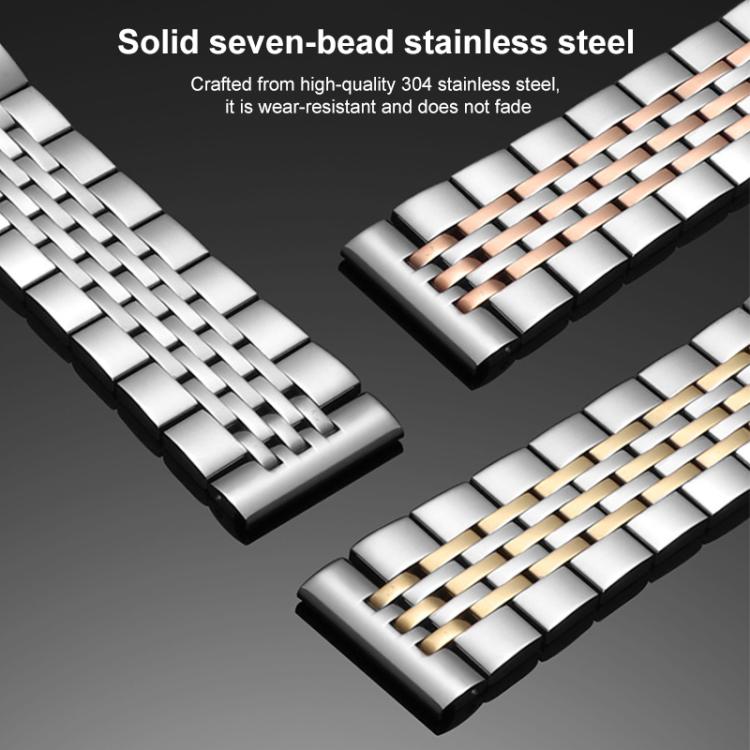 For Apple Watch 42 / 44 / 45 / 46 / 49mm 22mm xDfind Seven-bead Solid Stainless Steel Watch Band(Gold) by xDfind
