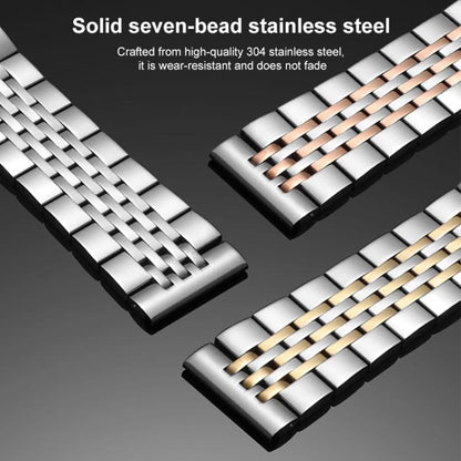For Apple Watch 38 / 40 / 41 / S10 42mm 20mm xDfind Seven-bead Solid Stainless Steel Watch Band(Gold) by xDfind