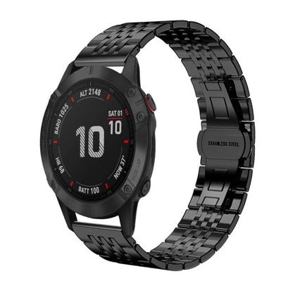 For Garmin Fenix 8/7X/6X/5X 26mm 22mm xDfind Seven-bead Solid Stainless Steel Watch Band(Black) by xDfind
