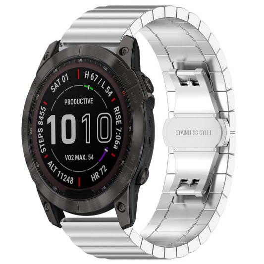 For Garmin Fenix 8/7X/6X/5X 26mm 22mm xDfind One-bead Bamboo Solid Stainless Steel Watch Band(Silver) by xDfind