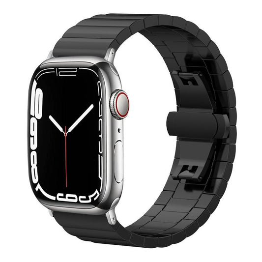 For Apple Watch 42 / 44 / 45 / 46 / 49mm 22mm xDfind One-bead Bamboo Solid Stainless Steel Watch Band(Black) by xDfind