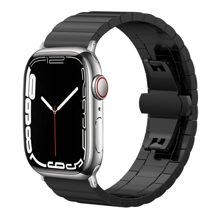 For Apple Watch 38 / 40 / 41 / S10 42mm 20mm xDfind One-bead Bamboo Solid Stainless Steel Watch Band(Black) by xDfind