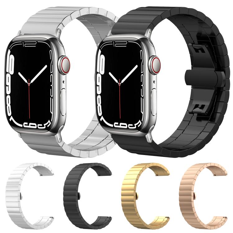 For Apple Watch 42 / 44 / 45 / 46 / 49mm 22mm xDfind One-bead Bamboo Solid Stainless Steel Watch Band(Black) by xDfind