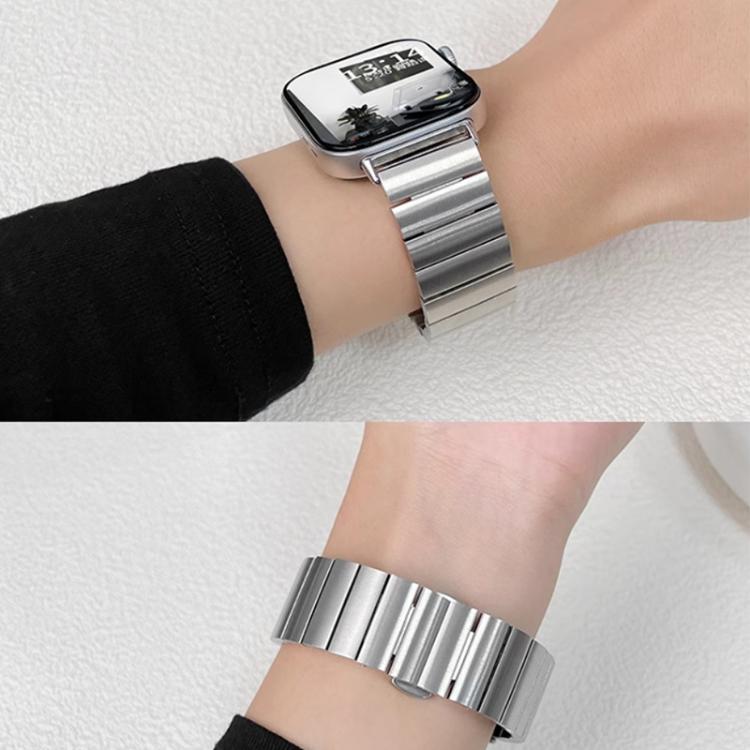 For Apple Watch 38 / 40 / 41 / S10 42mm 20mm xDfind One-bead Bamboo Solid Stainless Steel Watch Band(Rose Gold) by xDfind