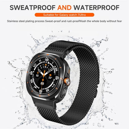 For Samsung Galaxy Watch Ultra / Ultra 2025 xDfind Milanese Parachute Buckle Stainless Steel Watch Band(Black) by xDfind