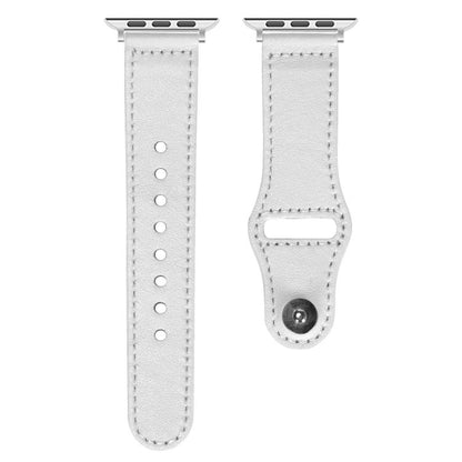 For Apple Watch 46mm / 49mm / 45mm / 44mm Reverse Buckle Genuine Leather Watch Band(White) by bashfashion