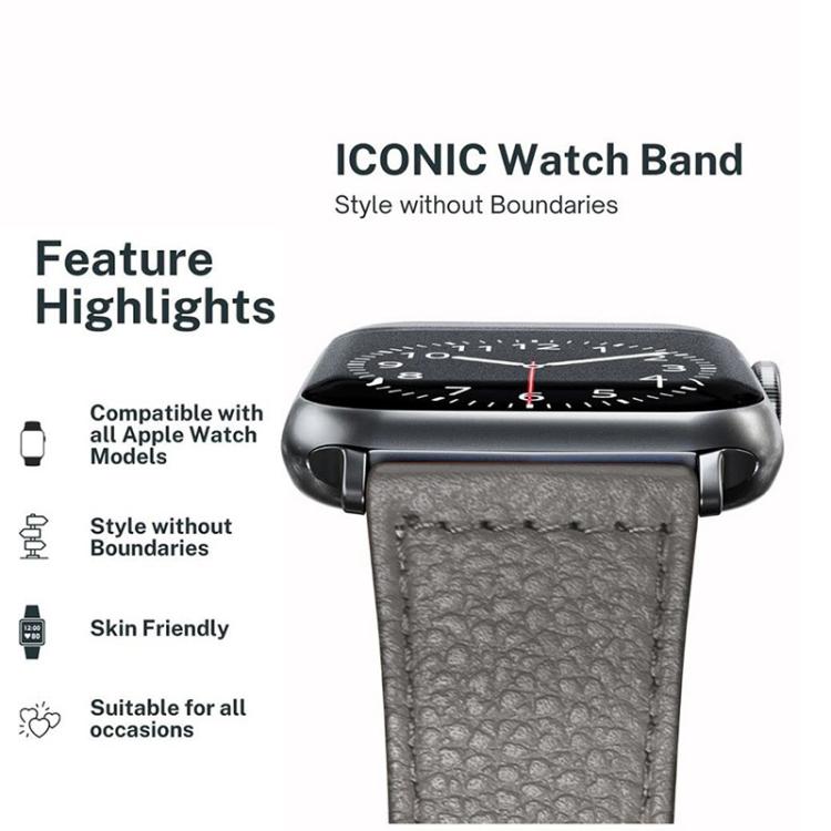 For Apple Watch 46mm / 49mm / 45mm / 44mm Reverse Buckle Genuine Leather Watch Band(White) by bashfashion