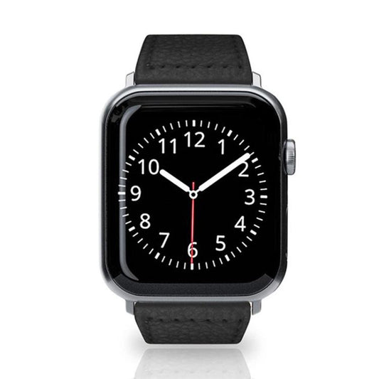 For Apple Watch 46mm / 49mm / 45mm / 44mm Reverse Buckle Litchi Genuine Leather Watch Band(Black) by bashfashion