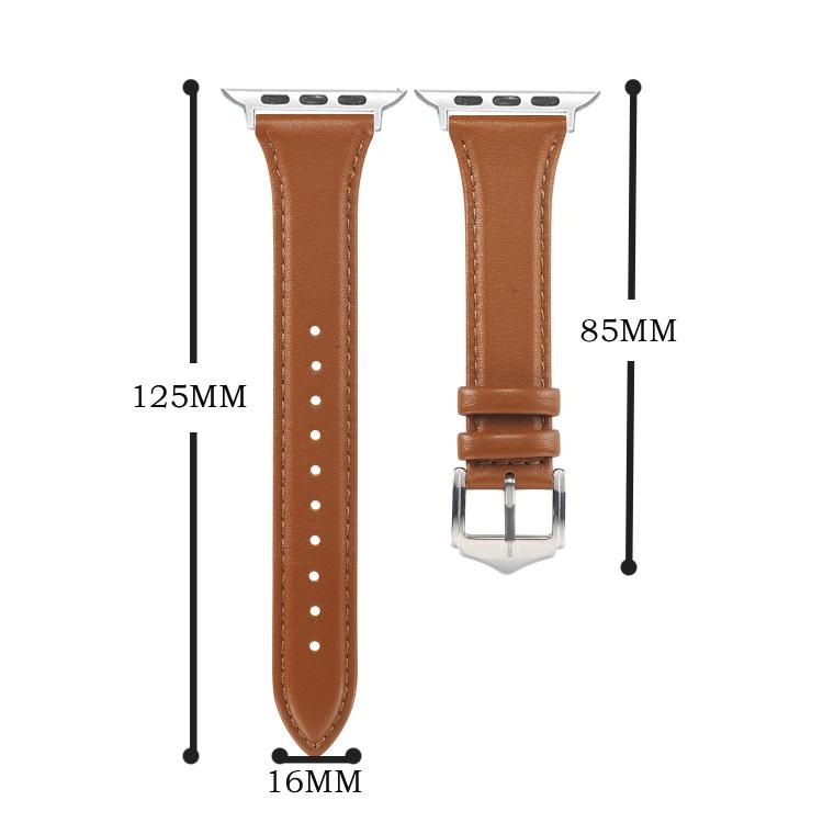 For Apple Watch 46mm / 49mm / 45mm / 44mm Small Waist Drop Buckle Genuine Leather Watch Band(Pink) by bashfashion