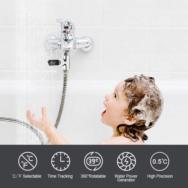 BD-LS-01 Second Generation LED Digital Display Shower Water Thermometer(Plating) by bashfashion