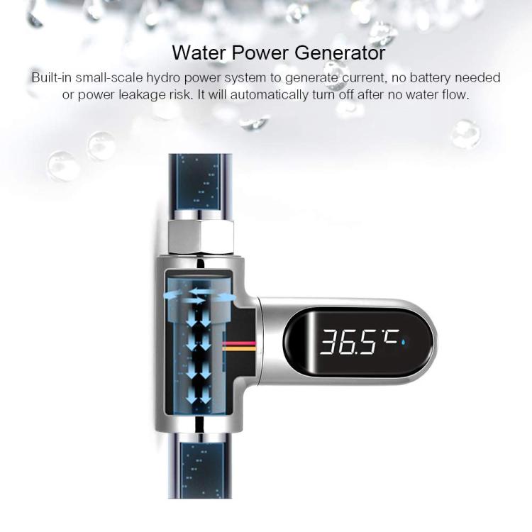 BD-LS-01 Second Generation LED Digital Display Shower Water Thermometer(Plating) by bashfashion