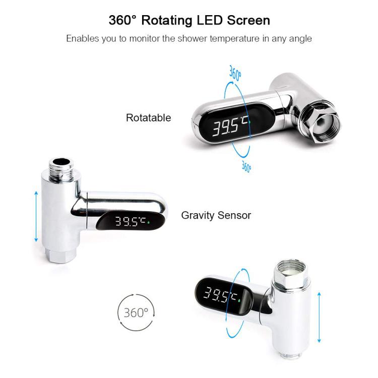 BD-LS-01 Second Generation LED Digital Display Shower Water Thermometer(Plating) by bashfashion