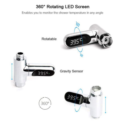 BD-LS-01 Second Generation LED Digital Display Shower Water Thermometer(Plating) by bashfashion
