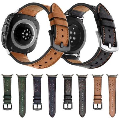 For Samsung Galaxy Watch Ultra 47mm / Ultra 2025 Hole Retro Leather Watch Band(Brown) by bashfashion