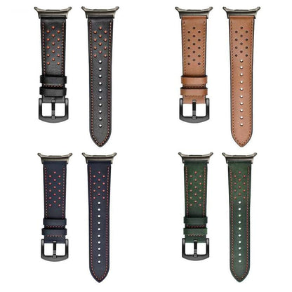 For Samsung Galaxy Watch Ultra 47mm / Ultra 2025 Hole Retro Leather Watch Band(Green) by bashfashion