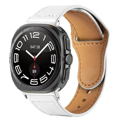 For Samsung Galaxy Watch Ultra 47mm / Ultra 2025 Rivet Reverse Buckle Leather Watch Band(White) by bashfashion