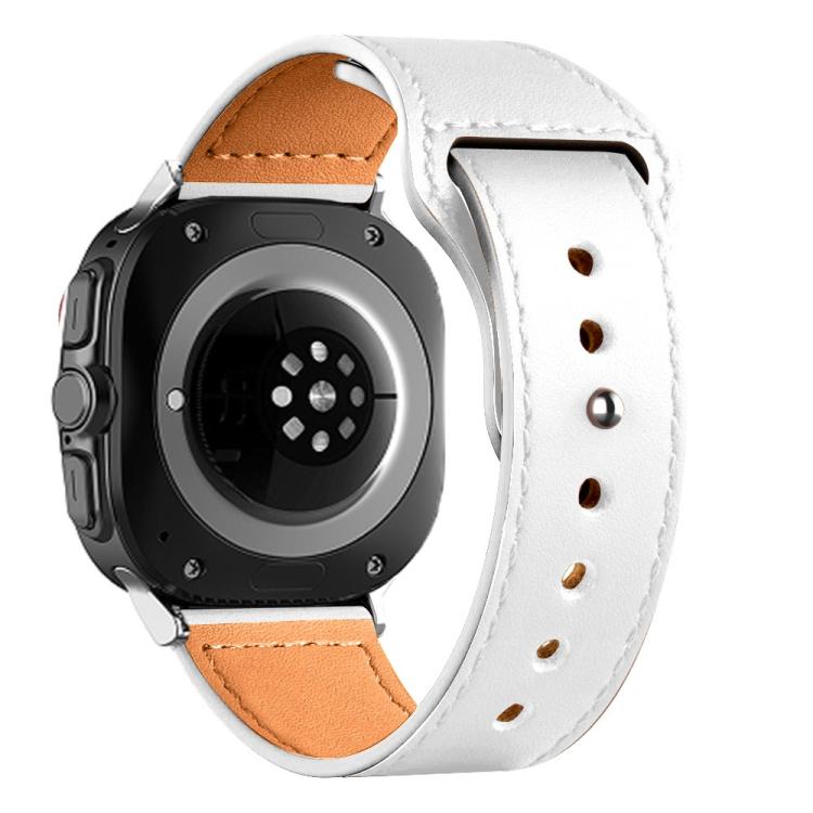 For Samsung Galaxy Watch Ultra 47mm / Ultra 2025 Rivet Reverse Buckle Leather Watch Band(White) by bashfashion