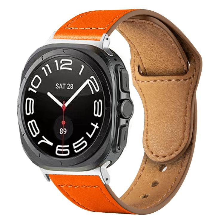 For Samsung Galaxy Watch Ultra 47mm / Ultra 2025 Rivet Reverse Buckle Leather Watch Band(Orange) by bashfashion