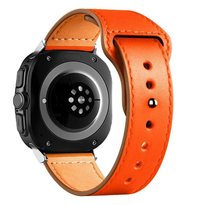 For Samsung Galaxy Watch Ultra 47mm / Ultra 2025 Rivet Reverse Buckle Leather Watch Band(Orange) by bashfashion