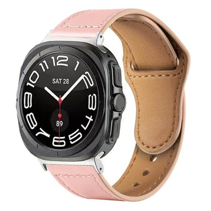 For Samsung Galaxy Watch Ultra 47mm / Ultra 2025 Rivet Reverse Buckle Leather Watch Band(Pink) by bashfashion