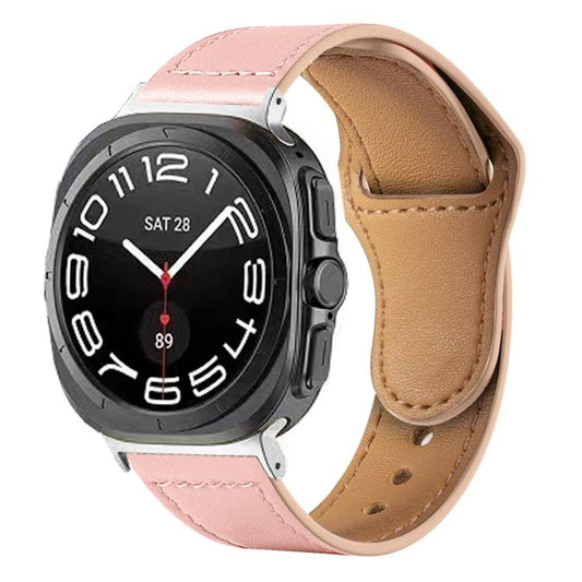 For Samsung Galaxy Watch Ultra 47mm / Ultra 2025 Rivet Reverse Buckle Leather Watch Band(Pink) by bashfashion