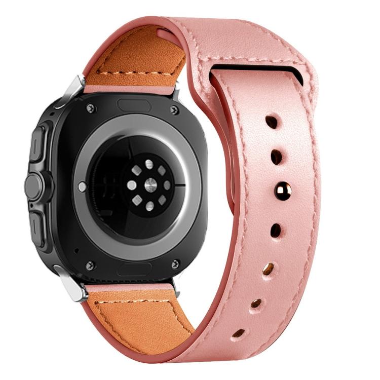 For Samsung Galaxy Watch Ultra 47mm / Ultra 2025 Rivet Reverse Buckle Leather Watch Band(Pink) by bashfashion