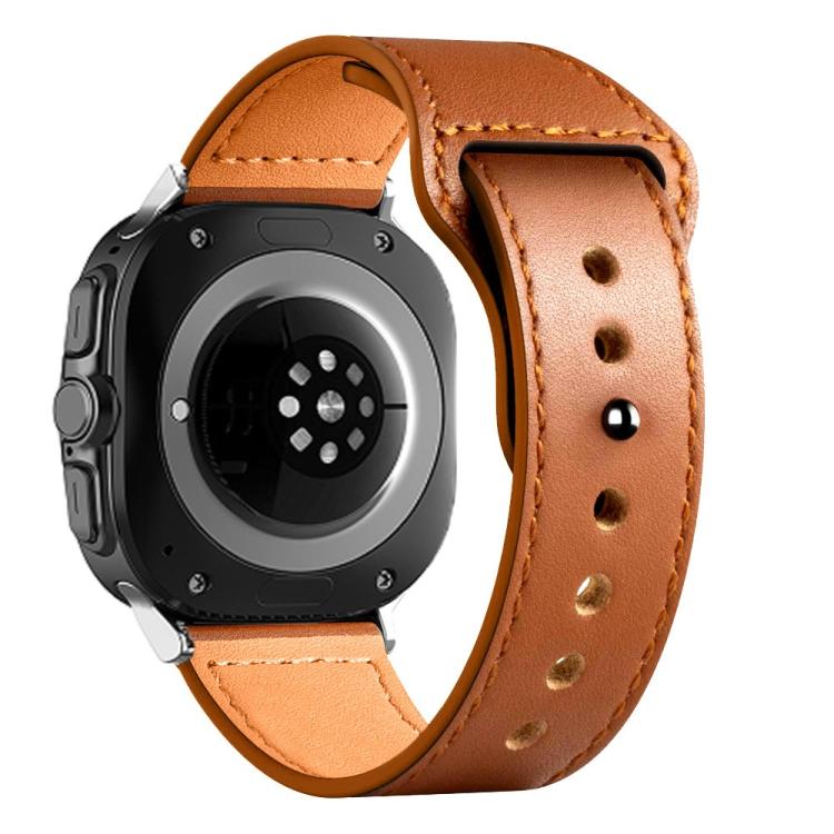 For Samsung Galaxy Watch Ultra 47mm / Ultra 2025 Rivet Reverse Buckle Leather Watch Band(Brown) by bashfashion