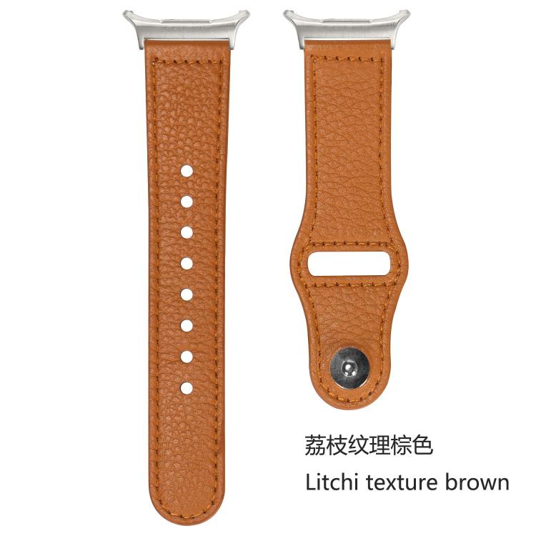 For Samsung Galaxy Watch Ultra 47mm / Ultra 2025 Rivet Reverse Buckle Leather Watch Band(Litchi Texture Brown) by bashfashion