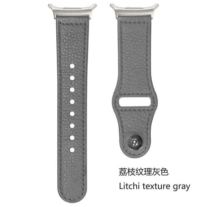 For Samsung Galaxy Watch Ultra 47mm / Ultra 2025 Rivet Reverse Buckle Leather Watch Band(Litchi Texture Grey) by bashfashion