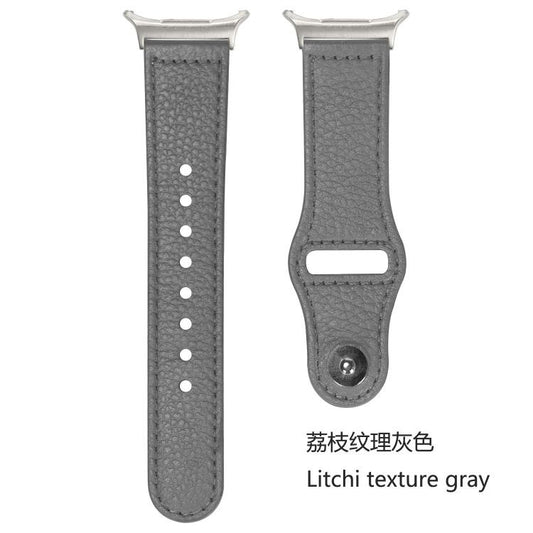 For Samsung Galaxy Watch Ultra 47mm / Ultra 2025 Rivet Reverse Buckle Leather Watch Band(Litchi Texture Grey) by bashfashion