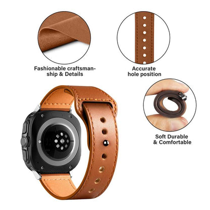 For Samsung Galaxy Watch Ultra 47mm / Ultra 2025 Rivet Reverse Buckle Leather Watch Band(Orange) by bashfashion