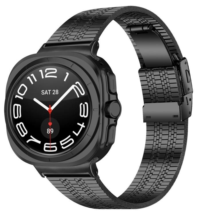 For Samsung Galaxy Watch Ultra 47mm / Ultra 2025 Turtle Buckle Five Beads Stainless Steel Watch Band(Black) by bashfashion