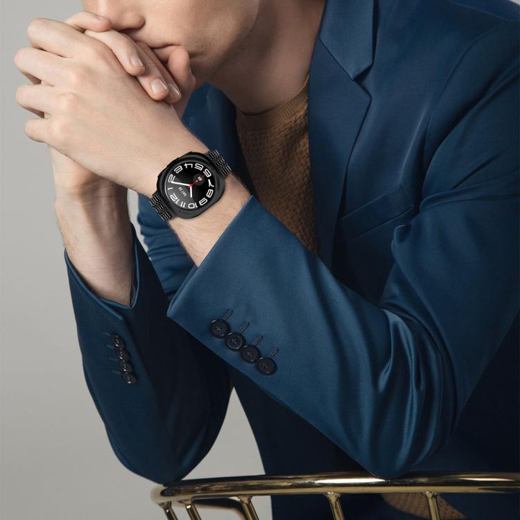 For Samsung Galaxy Watch Ultra 47mm / Ultra 2025 Turtle Buckle Five Beads Stainless Steel Watch Band(Black) by bashfashion