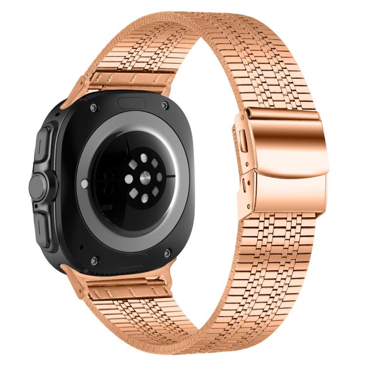For Samsung Galaxy Watch Ultra 47mm / Ultra 2025 Turtle Buckle Five Beads Stainless Steel Watch Band(Rose Gold) by bashfashion