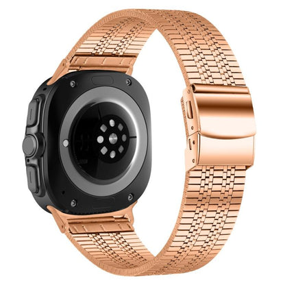 For Samsung Galaxy Watch Ultra 47mm / Ultra 2025 Turtle Buckle Five Beads Stainless Steel Watch Band(Rose Gold) by bashfashion