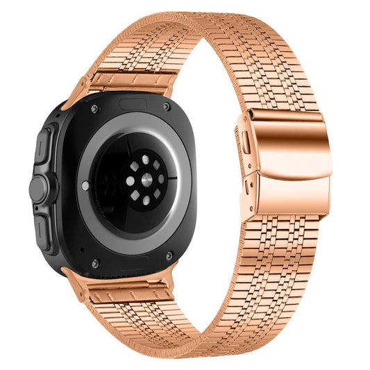 For Samsung Galaxy Watch Ultra 47mm / Ultra 2025 Turtle Buckle Five Beads Stainless Steel Watch Band(Rose Gold) by bashfashion