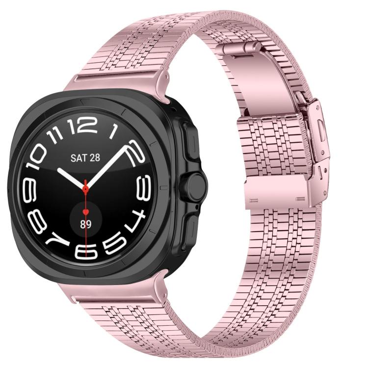 For Samsung Galaxy Watch Ultra 47mm / Ultra 2025 Turtle Buckle Five Beads Stainless Steel Watch Band(Rose Pink) by bashfashion