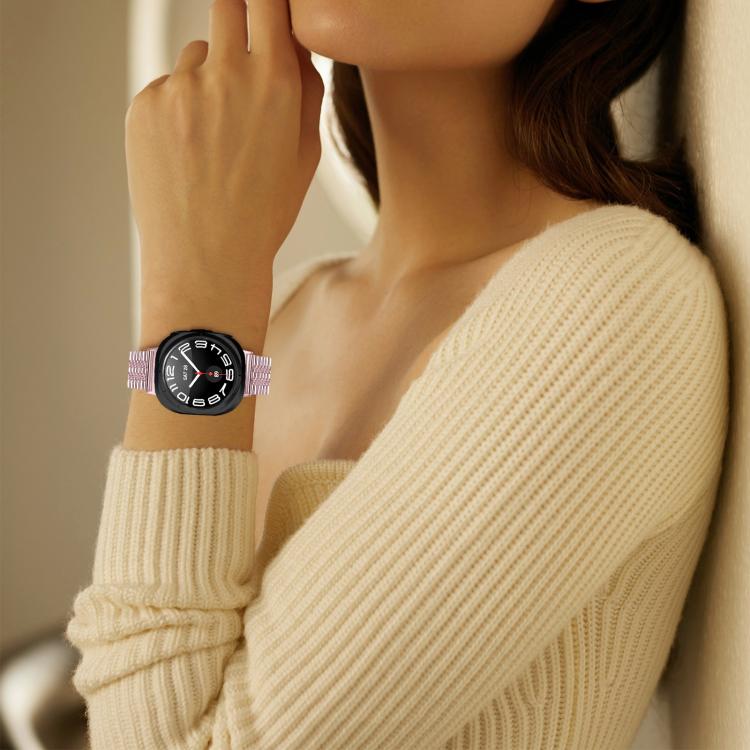 For Samsung Galaxy Watch Ultra 47mm / Ultra 2025 Turtle Buckle Five Beads Stainless Steel Watch Band(Rose Pink) by bashfashion