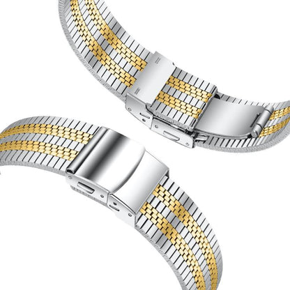 For Samsung Galaxy Watch Ultra 47mm / Ultra 2025 Turtle Buckle Five Beads Stainless Steel Watch Band(Silver Gold) by bashfashion