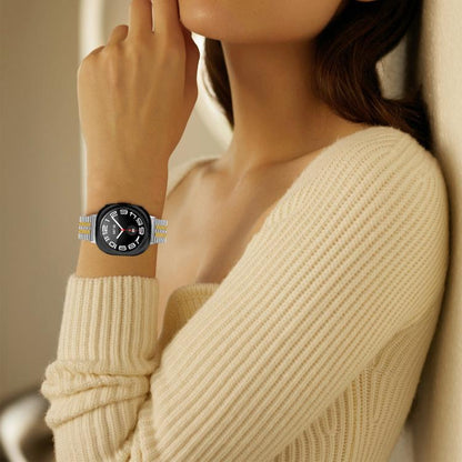 For Samsung Galaxy Watch Ultra 47mm / Ultra 2025 Turtle Buckle Five Beads Stainless Steel Watch Band(Silver Gold) by bashfashion