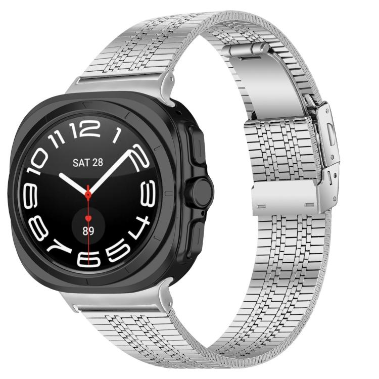 For Samsung Galaxy Watch Ultra 47mm / Ultra 2025 Turtle Buckle Five Beads Stainless Steel Watch Band(Silver) by bashfashion