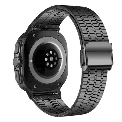 For Samsung Galaxy Watch Ultra 47mm / Ultra 2025 Seven Beads Buckle Stainless Steel Watch Band(Black) by bashfashion