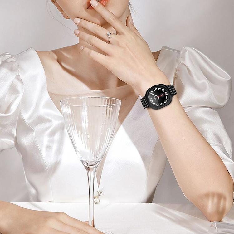 For Samsung Galaxy Watch Ultra 47mm / Ultra 2025 Seven Beads Buckle Stainless Steel Watch Band(Black) by bashfashion