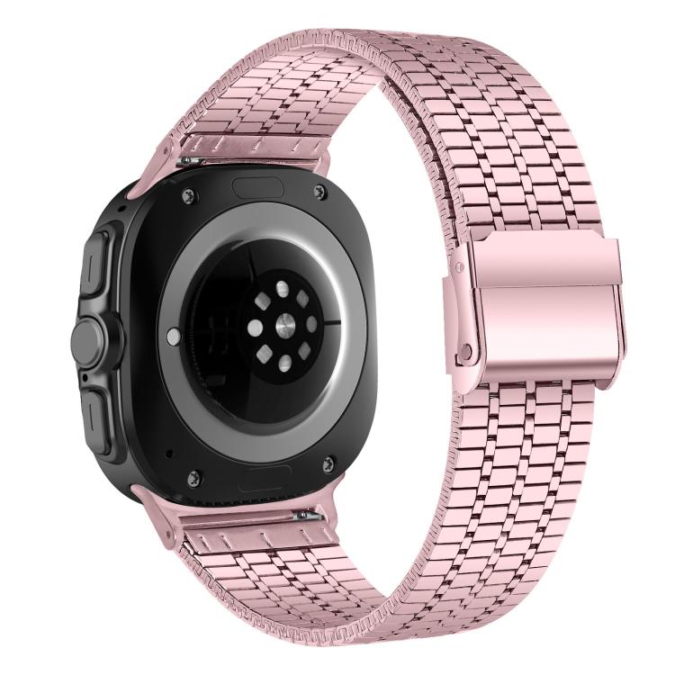 For Samsung Galaxy Watch Ultra 47mm / Ultra 2025 Seven Beads Buckle Stainless Steel Watch Band(Rose Pink) by bashfashion