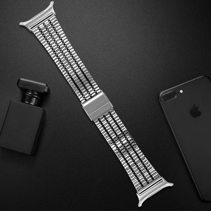 For Samsung Galaxy Watch Ultra 47mm / Ultra 2025 Seven Beads Buckle Stainless Steel Watch Band(Silver Black) by bashfashion