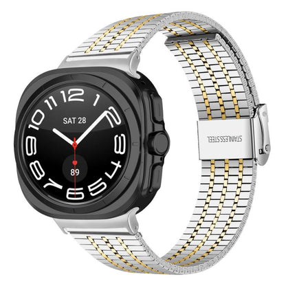 For Samsung Galaxy Watch Ultra 47mm / Ultra 2025 Seven Beads Buckle Stainless Steel Watch Band(Silver Gold) by bashfashion