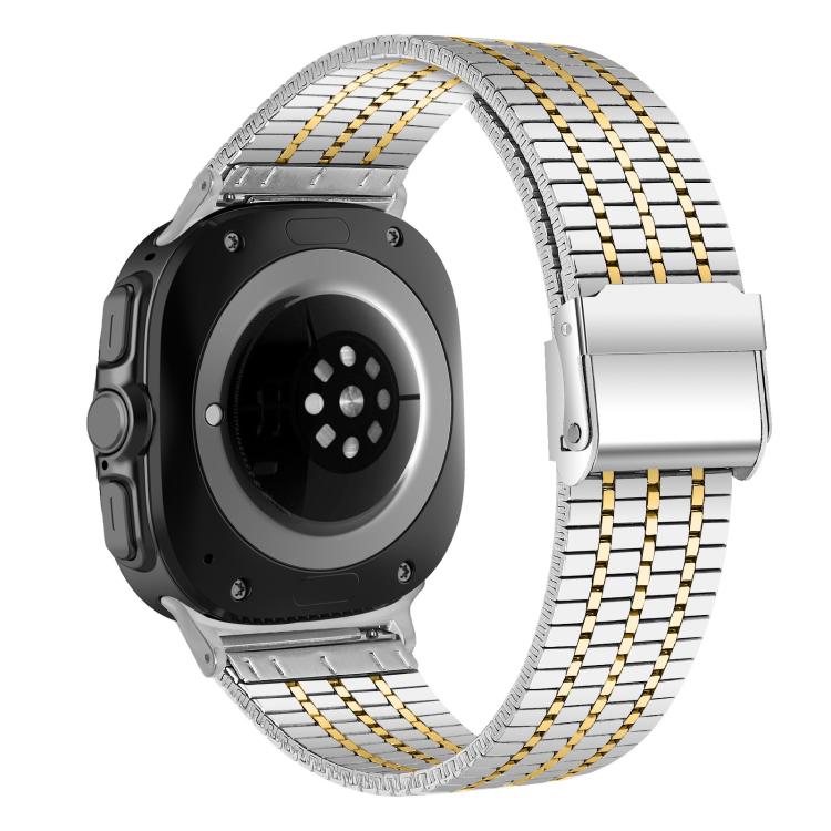 For Samsung Galaxy Watch Ultra 47mm / Ultra 2025 Seven Beads Buckle Stainless Steel Watch Band(Silver Gold) by bashfashion